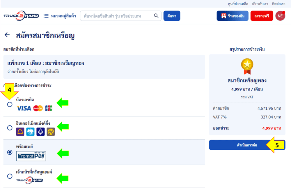 วิธีสมัครสมาชิก Truck2hand