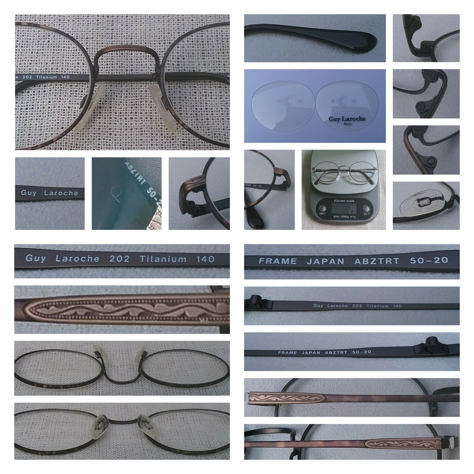 แว่นสายตาวงรี-แพนโต้ฝรั่งเศส กีลาโรช ปารีส ตัวแท้ มือหนึ่ง สต็อกเก่าทศวรรษ 1990 กรอบไททาเนียมบริสุทธิ์สีทองเดินลาย-ประดับกระทอร์ตูก้า สนธิกำลังกับ โคตรเลนส์กระจกพระเจ้าเยอรมัน-ญี่ปุ่น เพนแทกซ์-คาร์ล ไซส์ เยนา ค่าสายตา +175 น้ำหนักเบา 26 กรัม ขนาดมาตรฐาน–ฟรีไซซ์ 136mm Vintage GUY LAROCHE PARIS handma