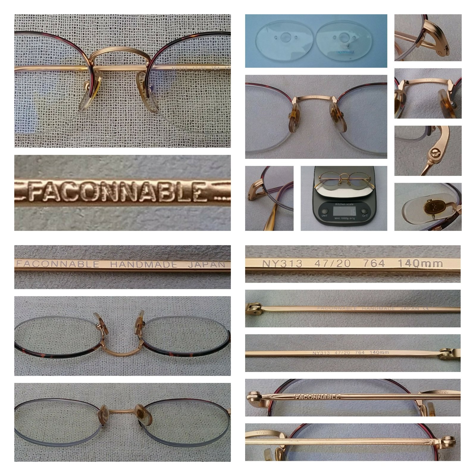 แว่นสายตาโมเดลโบราณยุคซีวิลวอร์-วงรีเล็ก ฟาซองนาเบิล-FAÇONNABLE มือหนึ่ง สต็อกเก่าฝรั่งเศสทศวรรษ 1990 กรอบวัสดุไฮเอนด์-เบต้าไททาเนียมสีทอง-ประดับลายกระฮาวานา เลนส์บลูโพรเทคมัลติโค้ท ค่าสายตา +175 ป้องกันแสงสีฟ้าที่อันตรายจากคอมพิวเตอร์ทุกชนิด น้ำหนัก 17 กรัม ขนาดมาตรฐานของโมเดลนี้ 125mm
