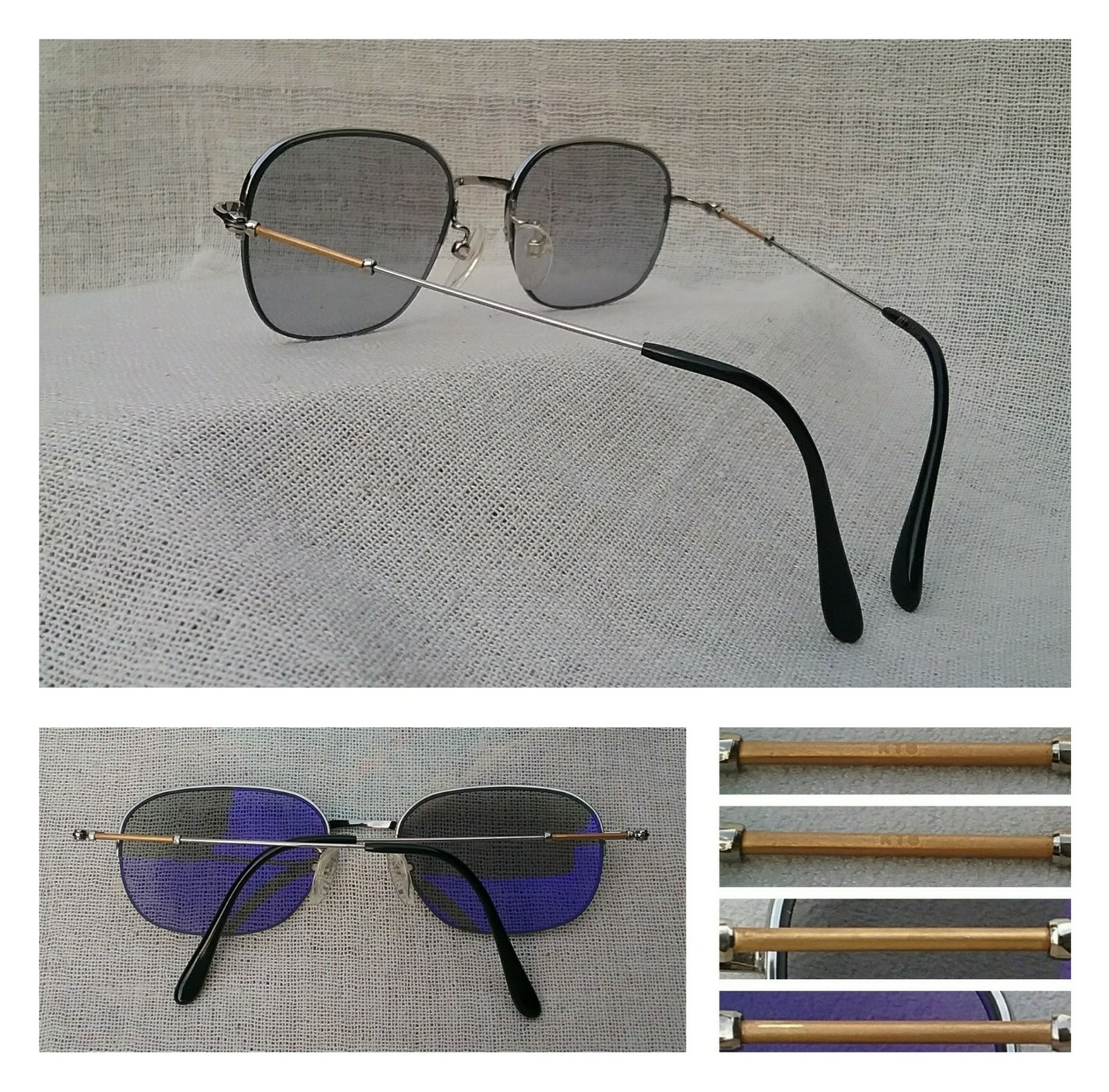 แว่นตาแฮนด์คราฟท์ประดับแท่งทองคำแท้ 18K เนื้อทองบริสุทธิ์ 75% จากเมืองซาบาเอะ เอยู โดย ปารีส มิกิ-AU By PARIS MIKI ตัวแท้ สภาพเทพ เก่าเก็บทศวรรษ 1990 เลนส์ออโต้ โพลีคาร์บอเนท ปรับสีอัตโนมัติ สีเทา-สว่าง มองเห็นดวงตาผู้สวมใส่ น้ำหนักเบา 15 กรัม ขนาดมาตรฐาน-ฟรีไซซ์ 144mm สวมใส่ได้ทุกขนาดใบหน้า