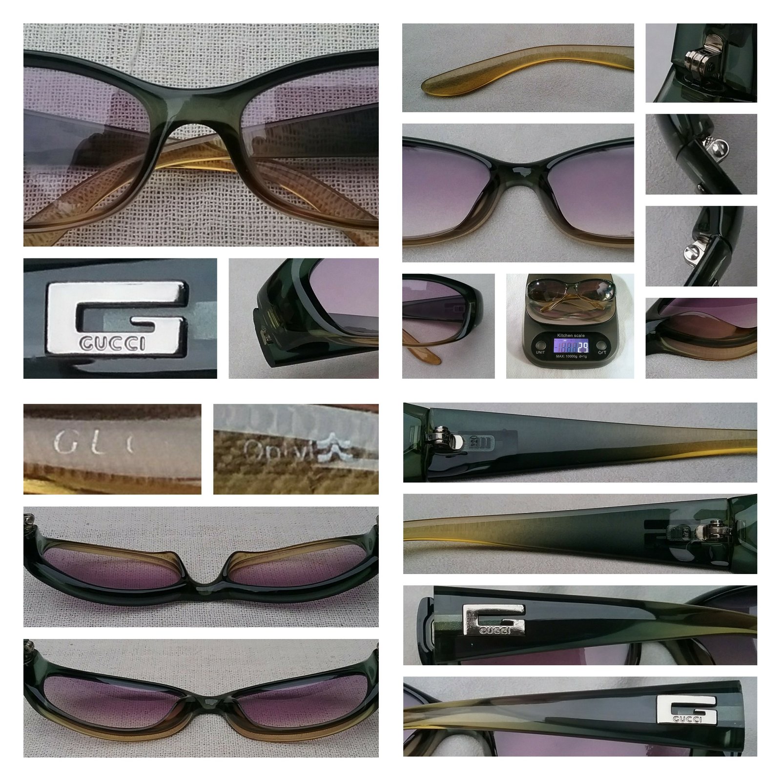 แว่นสายตาลักซ์ชัวรีแบรนด์แถวหน้าของโลก กุชชี-GUCCI ตัวแท้ สภาพเทพ เก่าเก็บทศวรรษ 1990 กรอบวัสดุไฮเอนด์-อ็อพทิล-ทูโทน-โปร่งแสง เลนส์โพลีคาร์บอเนตกันแดด ออริจินัล กุชชี สีอะเมทิสต์-ไล่ระดับ มองเห็นดวงตาผู้สวมใส่ น้ำหนักเบา 29 กรัม ขนาดมาตรฐาน-ฟรีไซซ์ของโมเดลนี้ 138mm สวมใส่ได้ทุกขนาดใบหน้า