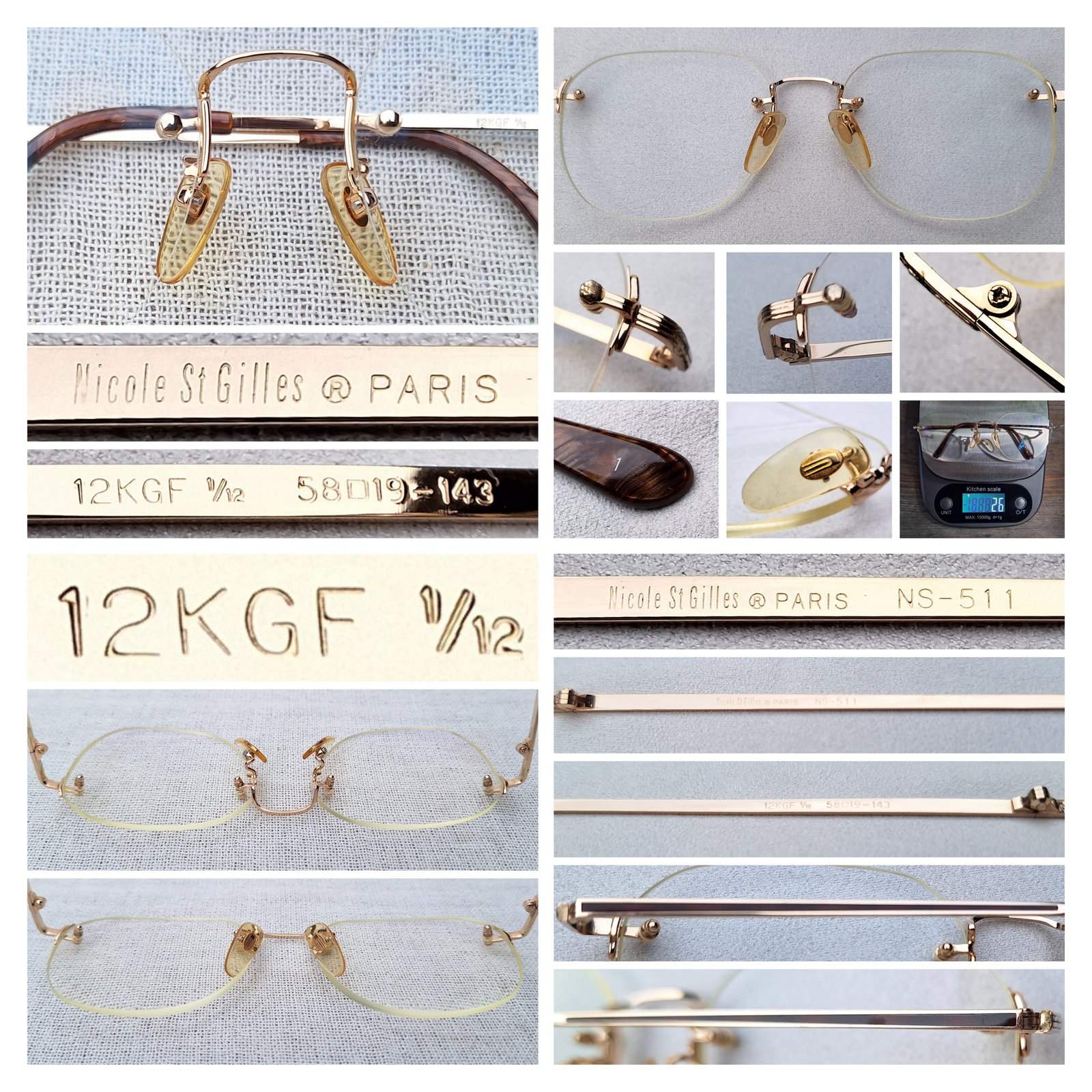 แว่นตาฝรั่งเศสไร้กรอบ ทองคำแท้–หุ้ม 12KGF สัดส่วนทองคำบริสุทธิ์ 50% นิโคล เซนต์ กิลส์ ปารีส-NICOLE ST.GILLES PARIS ล้ำค่า-หายาก เลนส์โปรเกรสซีฟ บลู โพรเทค มัลติโค้ท สำหรับผู้มีค่าสายตา +250 มองใกล้-ไกลชัดแจ๋วทุกระยะ ไม่ต้องถอดเข้าถอดออก ขนาดมาตรฐาน-ใหญ่ Standard One Size 148mm สวมใส่ได้ทุกขนาดใบหน้า