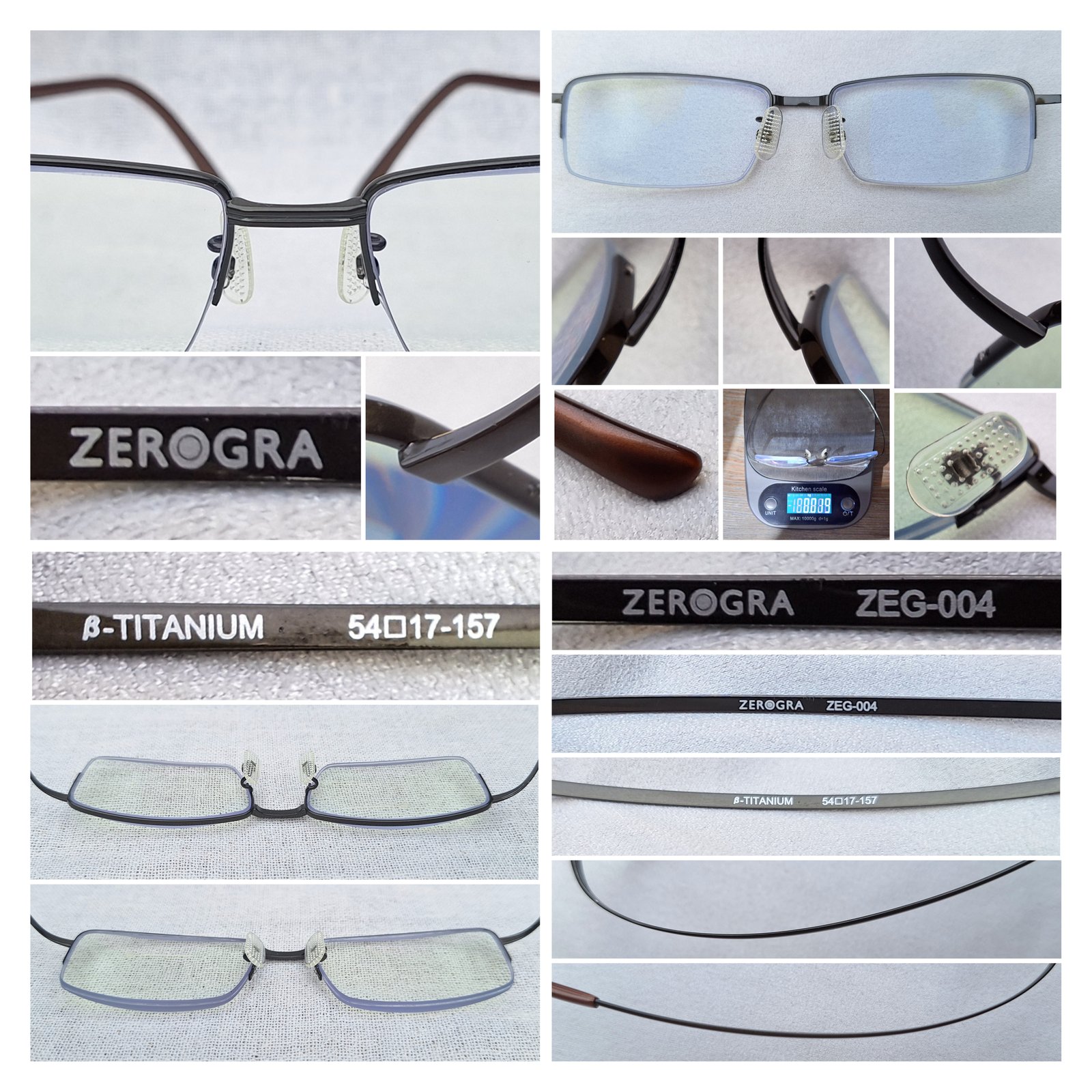แว่นสายตาอเมริกันแคลิฟอร์เนียนสายพันธุ์ซาบาเอะ ซีโรกรา–ZEROGRA ตัวแท้ สภาพเทพ เก่าเก็บต้นทศวรรษ 2010 ผลงานศิลปินนักออกแบบชาวญี่ปุ่น โอกิ ซาโตะ–Oki Sato กรอบวัสดุไฮเอนด์–เบต้าไทเทเนียม เลนส์บลูโพรเทคมัลติโค้ท ค่าสายตา +300 ป้องกันแสงสีฟ้าที่อันตรายจากคอมพิวเตอร์ทุกชนิด น.น.19g ขนาดฟรีไซซ์ 128–150mm