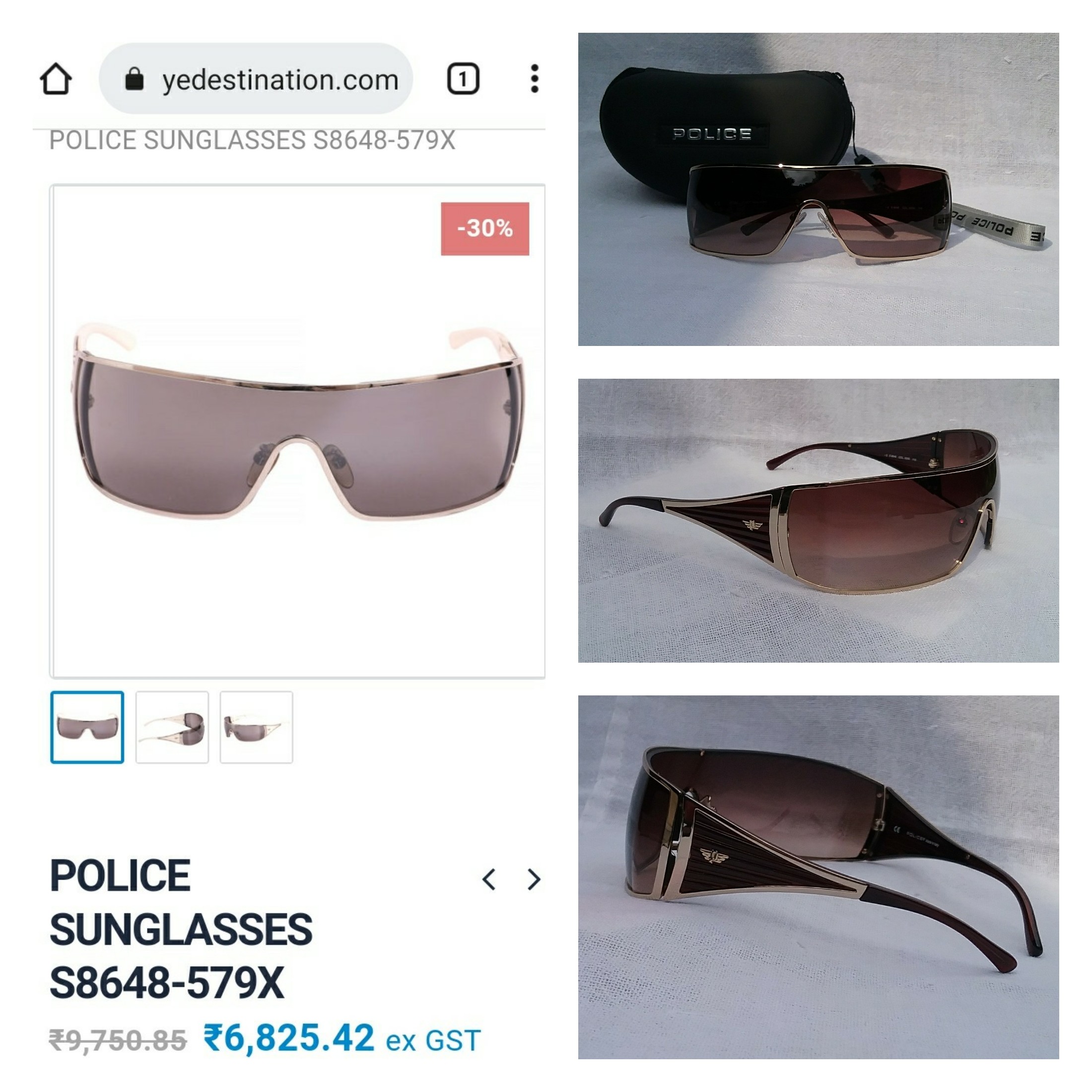 แว่นตาผู้พิทักษ์สันติราษฎร์สายพันธุ์อัสซูรี โพลิศ เก่าเก็บทศวรรษ 1990 ราคานักศึกษา โมเดลสปอร์ต-มิลลิทารี-โค้งรอบใบหน้า-Wrap Around พิเศษที่สุด เลนส์โพลีคาร์บอเนต ออริจินัล โปลิศ สีน้ำตาลทองไล่ระดับ ขนาดเดียว-ฟรีไซซ์ 138mm Vintage POLICE handmade in Milan Italy