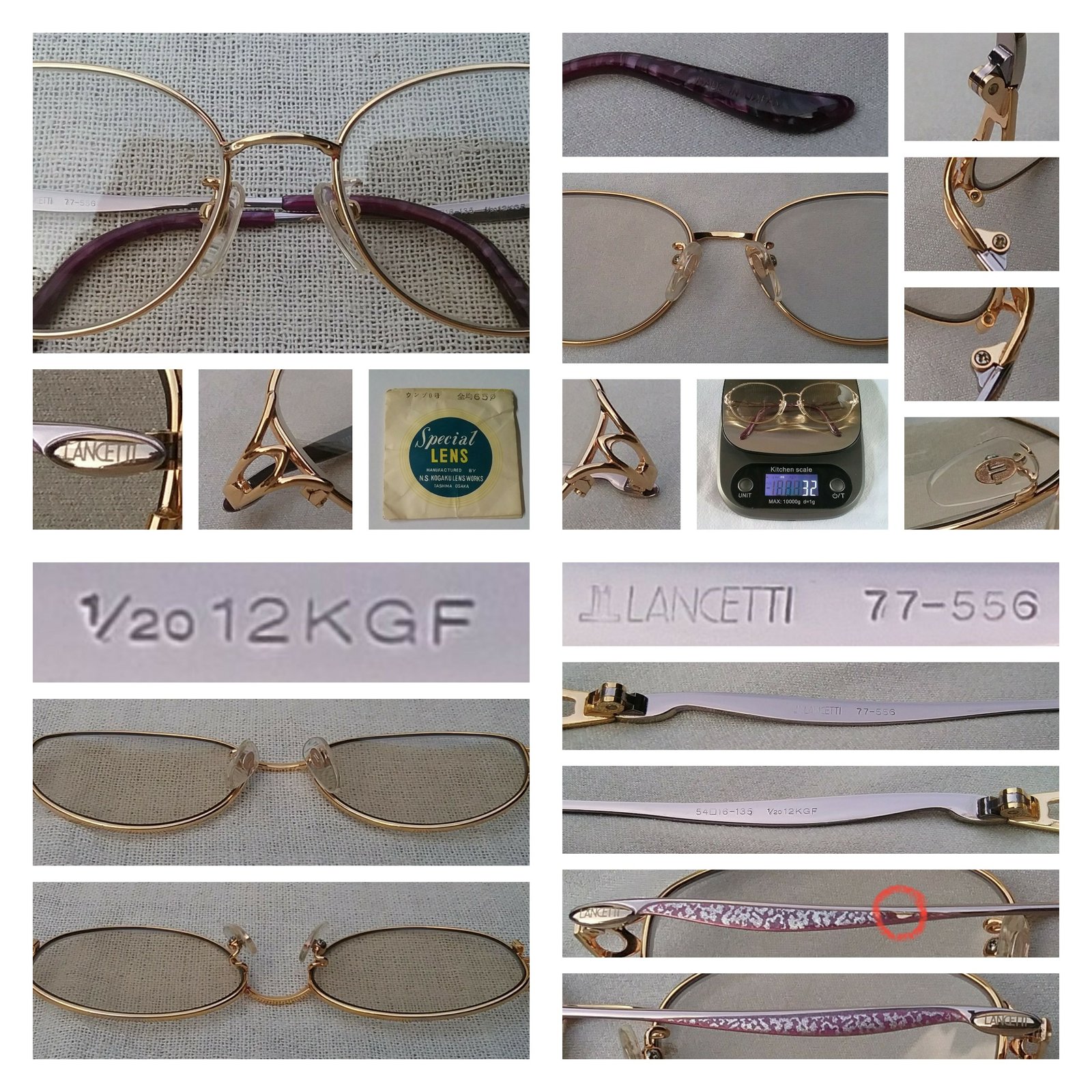 แว่นตาอิตาเลียนลักซ์ชัวรีแบรนด์ชั้นนำของโลก ลันเซตติ-LANCETTI ตัวแท้ สภาพเทพ เก่าเก็บทศวรรษ 1980 กรอบทองคำแท้-หุ้ม 12K GF สัดส่วนทองคำบริสุทธิ์ 50%  คลาสสิคที่สุด-เลนส์กระจกคริสตัล N.S.KOGAKU โดย นิคอน คอร์ปอเรชัน สีน้ำตาลอ่อน-สว่าง ขนาดมาตรฐาน-ฟรีไซซ์ของโมเดลนี้ 137mm สวมใส่ได้ทุกขนาดใบหน้า
