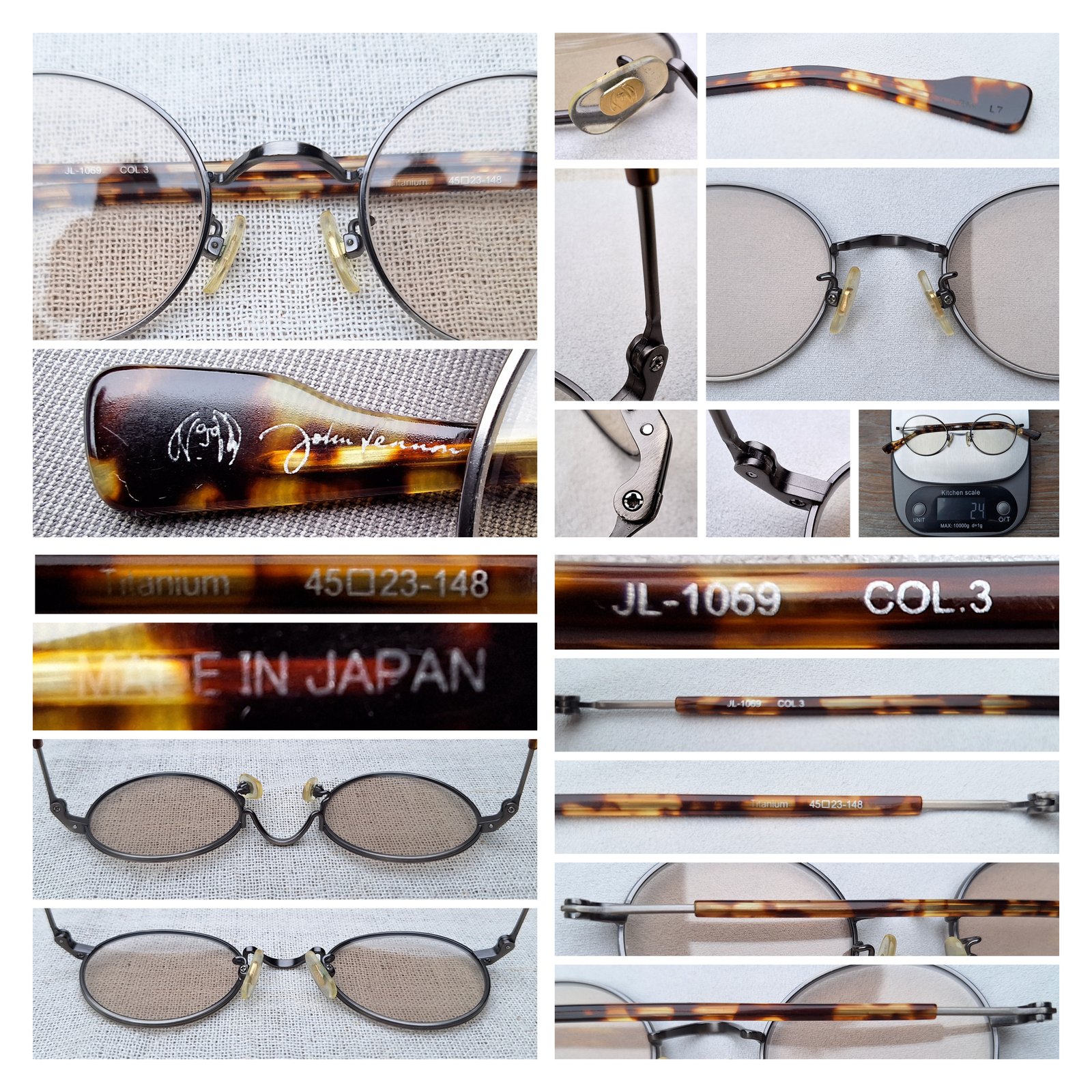 แว่นตาหยดน้ำ-ราวด์แพนโต้ สิทธิบัตรของทายาท จอห์น เลนนอน-JOHN LENNON สภาพเทพ เก่าเก็บทศวรรษ 2000 ผลงานชิ้นเอกของช่างฝีมืออะซีเทเนียมเมืองซาบาเอะ เลนส์กระจกคริสตัล-ออโต้ หายาก สีน้ำตาล-สว่าง ปรับสีอัตโนมัติ ระดับความเข้ม 60% น.น.24g ขนาดมาตรฐานของโมเดลนี้-Standard One Size 132mm สวมใส่ได้ทุกขนาดใบหน้า