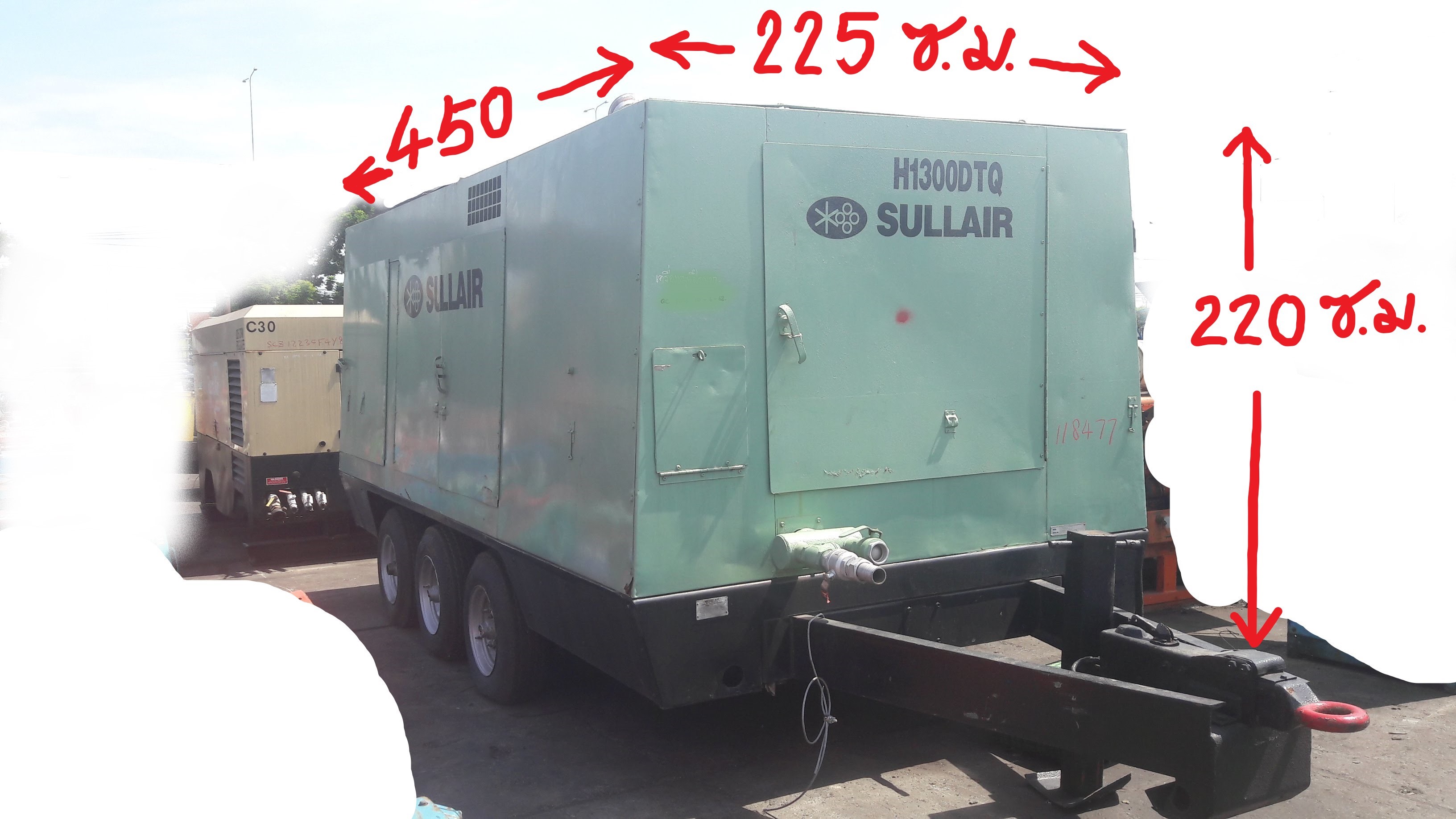 ขายปั้มลม SULLAIR รุ่น H1300 ลม 105 บาร์ 1300 cfm 150PSIG เครื่อง CAT 3406T 475 แรงม้า ปั้มลมสกรูสภา
