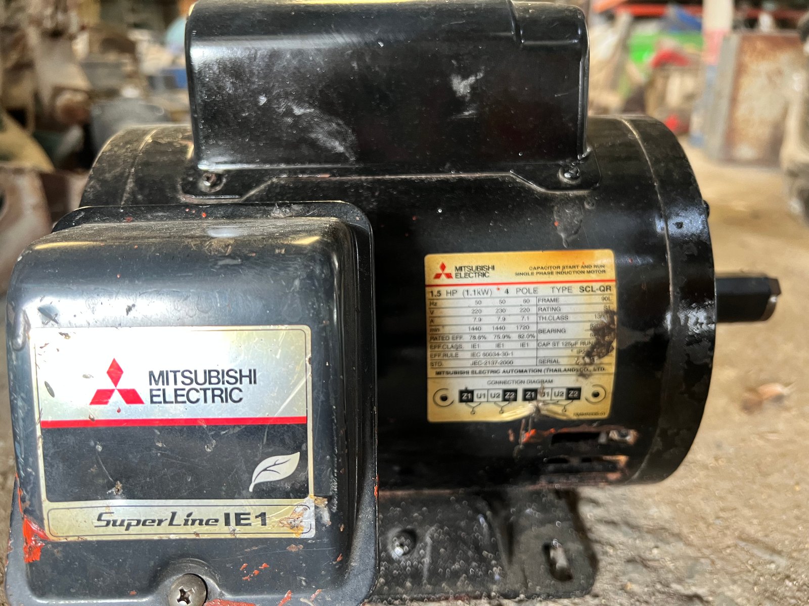 มอเตอร์ MITSUBISHI 1.5 แรง ไฟบ้าน 220v สภาพสวย