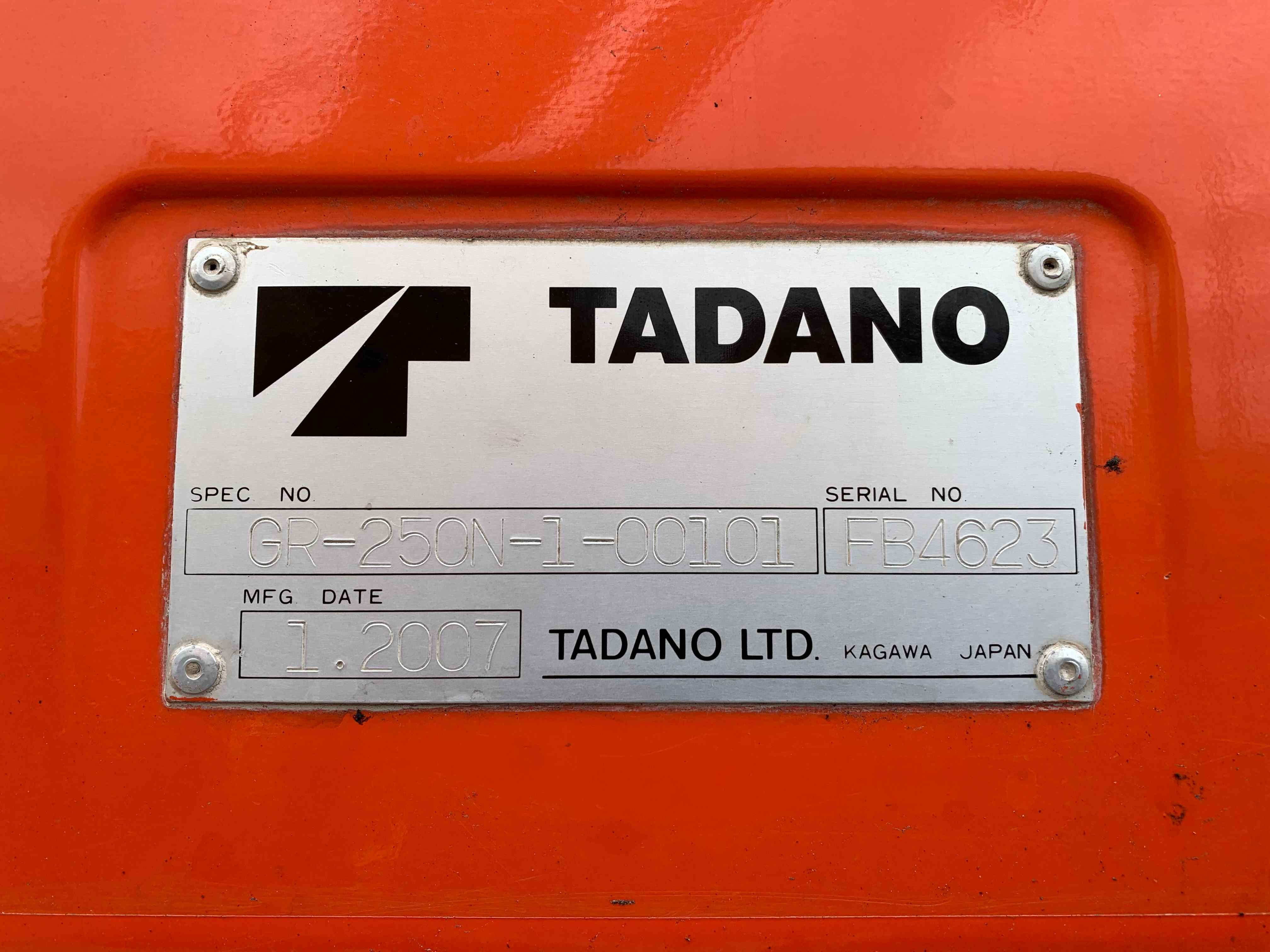 TADANO GR-250N-1 รถปี 2007 ขาไขว้ สภาพสวย นำเข้าจากญี่ปุ่น TADANO GR-250N-1 รถปี 2007 ขาไขว้ สภาพสวย นำเข้าจากญี่ปุ่น