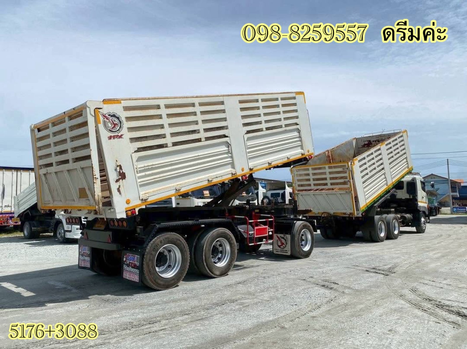 สิบล้อดัมพ์พ่วงแม่-ลูก HINO FM1A 344 แรง ปี 61 (5176)(3088) สิบล้อดัมพ์พ่วงแม่-ลูก HINO FM1A 344 แรง ปี 61 (5176)(3088)