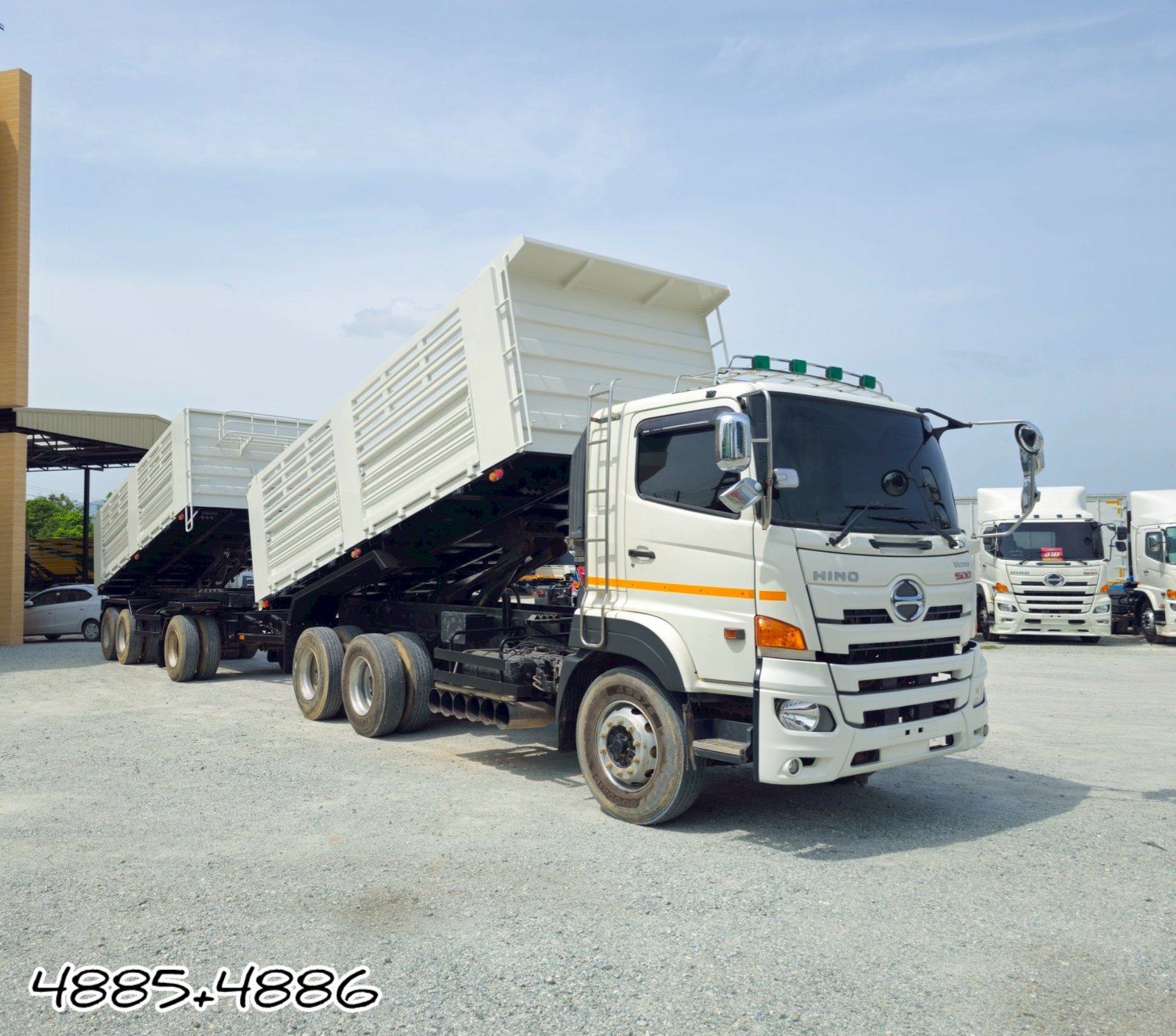 สิบล้อดั้มพ์ HINO 344 แรง +หางดั้มพ์ 3เพลาสามมิตร (4885+4886)