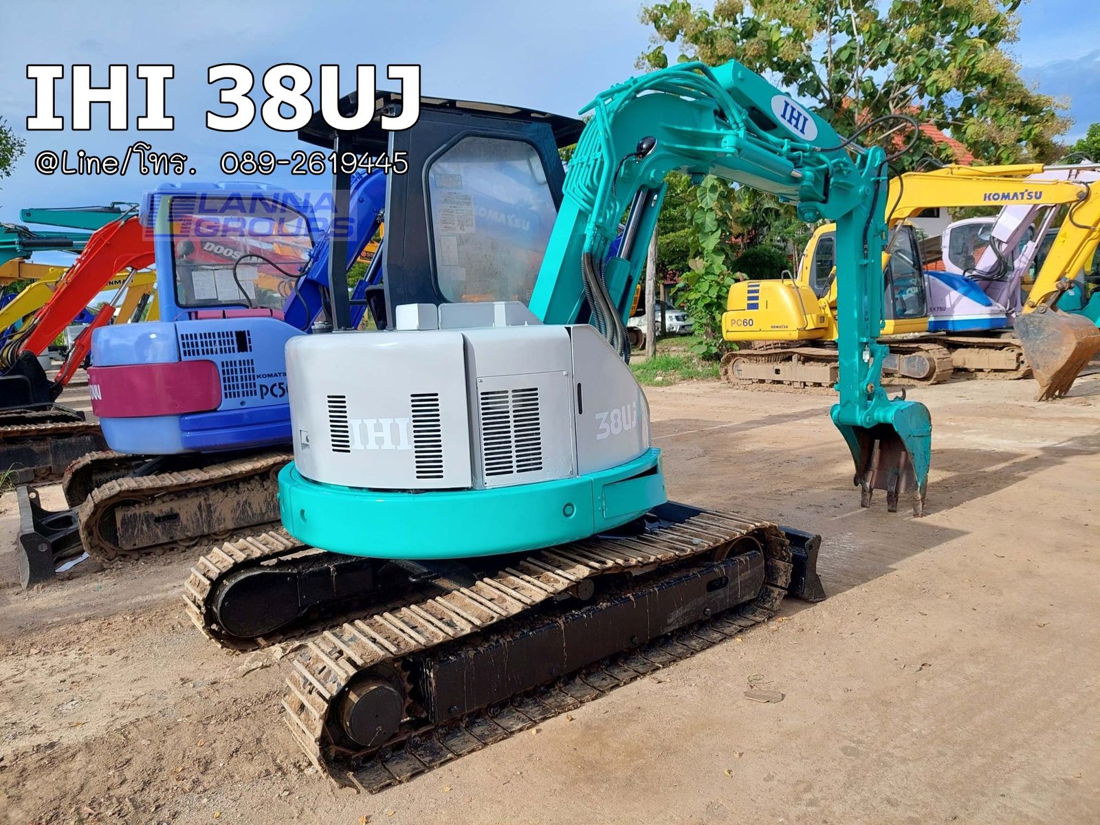 IHI 38UJ มีไลน์เจาะ, เครื่องยนต์isuzu-3LD1 ,3 สูบ, แทรคกว้าง165cm. คอนโทรลน้ำมัน,ปั๊มนิ้ว, แทรคเหล็ก