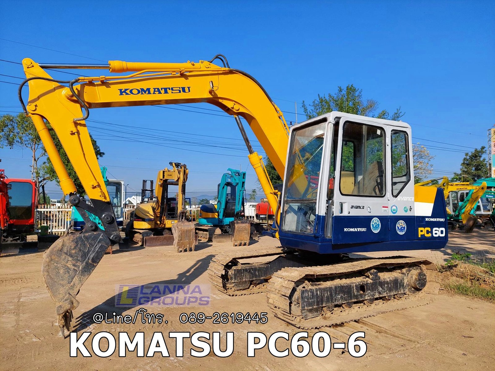 KOMATSU PC60-6 มีไลน์เจาะ,เครื่องยนต์KOMATSU -4D95L จำนวน 4 สูบ, คอนโทรลน้ำมัน, ปั๊มนิ้ว, แทรคเหล็ก,