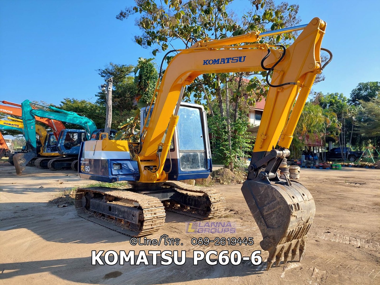 KOMATSU PC60-6 มีไลน์เจาะ,เครื่องยนต์KOMATSU -4D95L จำนวน 4 สูบ, คอนโทรลน้ำมัน, ปั๊มนิ้ว, แทรคเหล็ก,