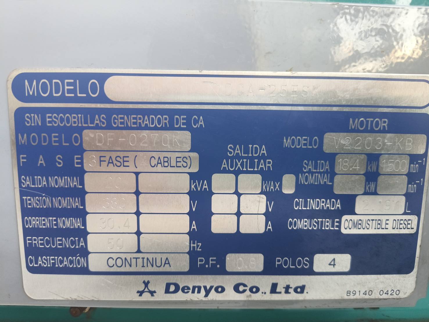 เครื่องปั่นไฟ 25kva DENYO DCA-25ESK ชั่วโมง: 1,746