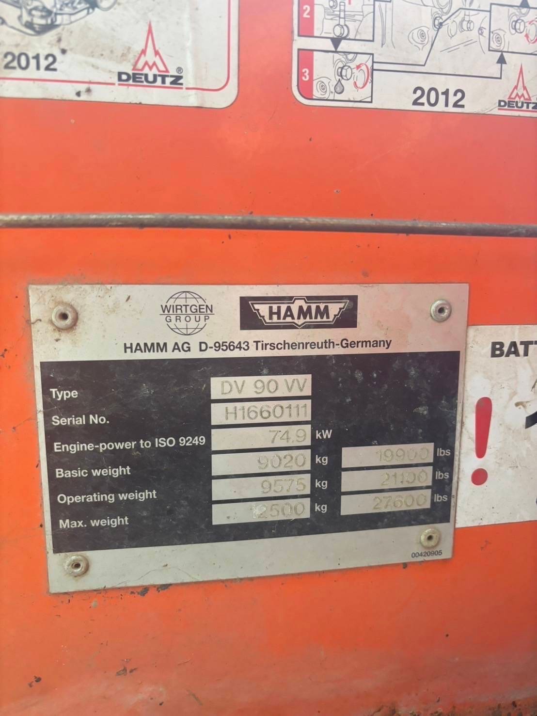 รถบท เบรกดาว HAMM รุ่น DV90VV ขนาด 9.5 ตัน เก๋งแอร์เย็น