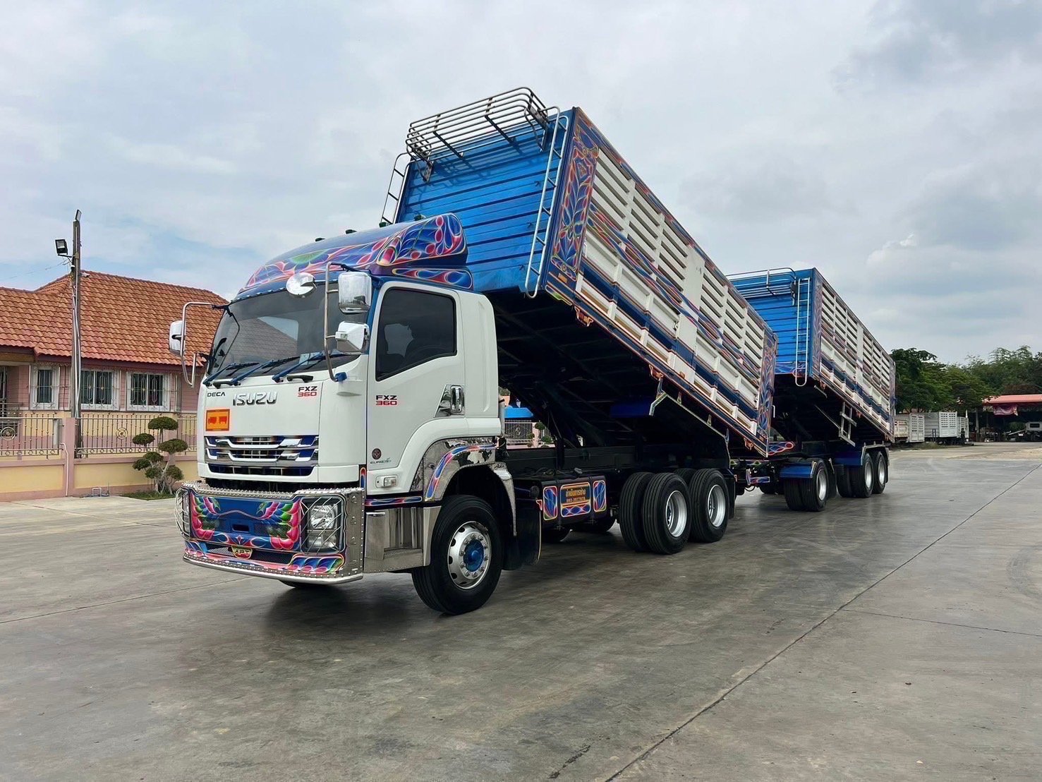 พ่วงแม่ลูก FXZ 360 ดัมพ์คอกเกษตรกะบะเหล็กเปิดฝาข้าง ได้รอบ