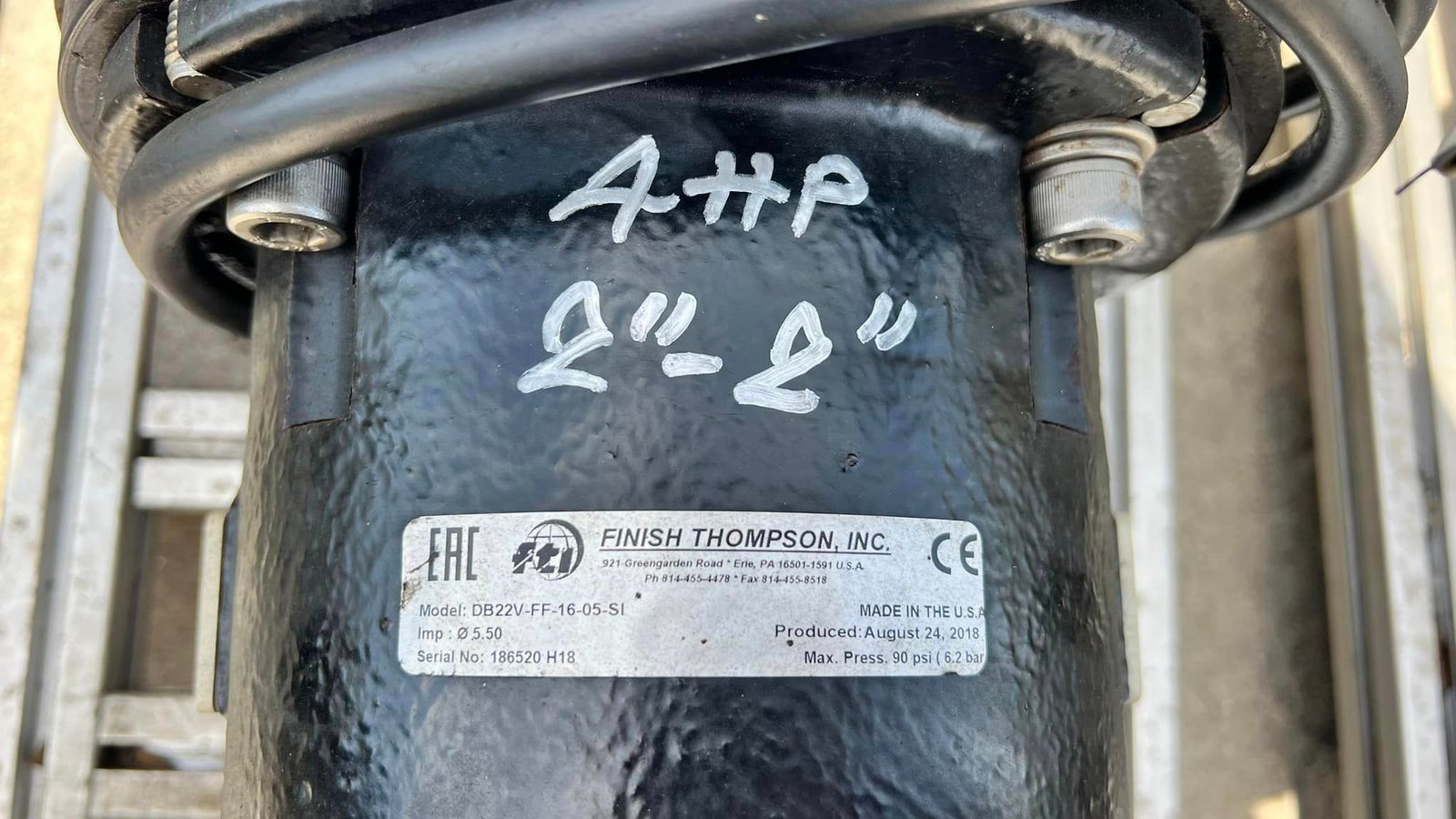 ปั้มน้ำเคมี FINISH THOMPSON USA Model : DB22V-FF-16-05-SI ขนาด 4 HP 2”- 2” Max Press : 90 psi 380V