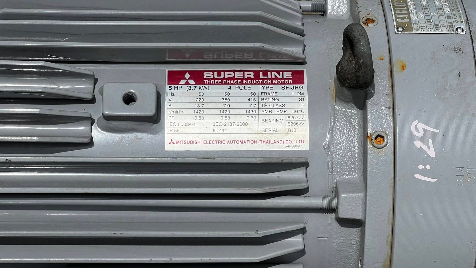 มอเตอร์เกียร์ทดกำลังญี่ปุ่น Mitsubishi Cyclodrive ขนาด 5 hp 1:29 (50 rpm)380V