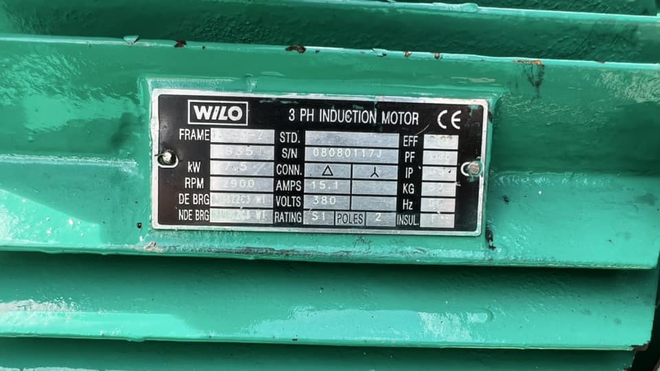 ปั้มน้ำหอยโข่งยุโรปเยอรมัน WILO PUMP GERMANY ขนาด 10 HP 2900 RPM ระบบไฟ 380V