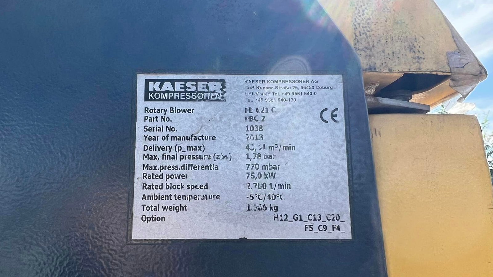 ของใหม่เครมประกัน KAESER_KOMPRESSOREN Rotary Blower KAESER OMEGA Type : FB 621 C ขนาด 100 HP 380V ของใหม่เครมประกัน KAESER_KOMPRESSOREN Rotary Blower KAESER OMEGA Type : FB 621 C ขนาด 100 HP 380V