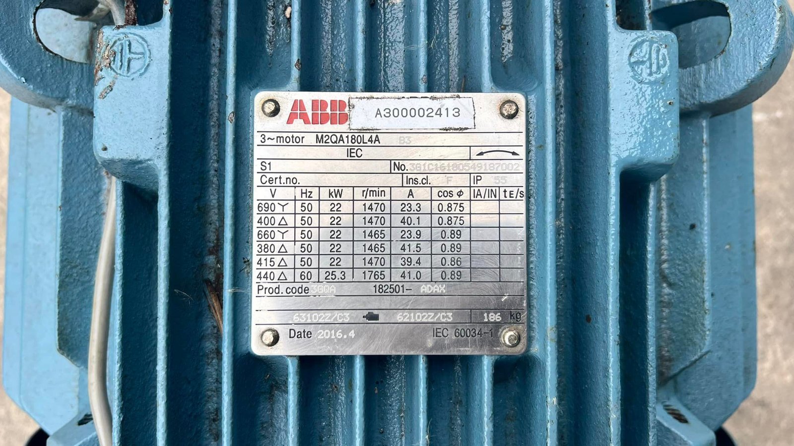 มอเตอร์ไฟฟ้ากำลัง ขนาด 30 HP 4 P380Vเข้ามา 2 ตัว มอเตอร์ไฟฟ้ากำลัง ขนาด 30 HP 4 P380Vเข้ามา 2 ตัว
