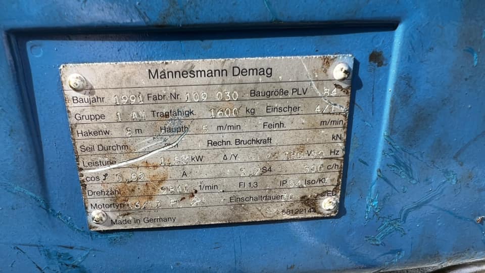 รอกสลิงไฟฟ้าเยอรมัน DEMAG GERMANY ขนาด 1600 kg 4 ทิศทาง สลิงยาว 8 m ระบบไฟ 380V