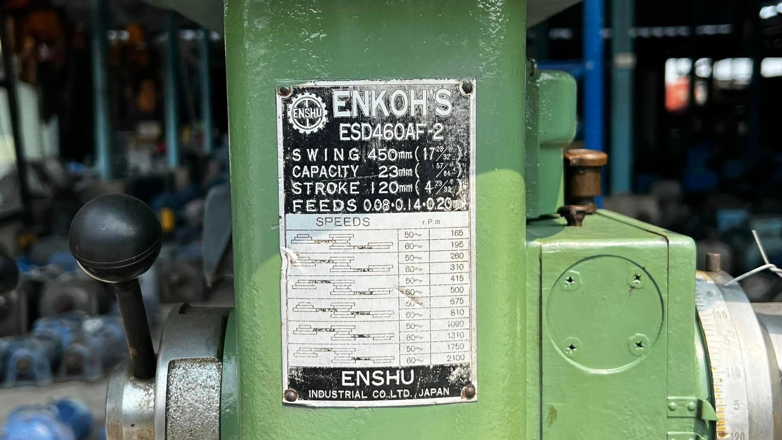 สว่านแท่นเก่าญี่ปุ่น ENSHU JAPAN รุ่นพิเศษมีระบบออโต้ Auto Capacity 25 mm 380V เข้ามา 4 ตัว พร้อมใช้ สว่านแท่นเก่าญี่ปุ่น ENSHU JAPAN รุ่นพิเศษมีระบบออโต้ Auto Capacity 25 mm 380V เข้ามา 4 ตัว พร้อมใช้
