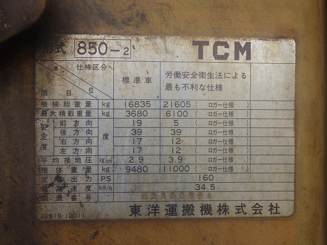 ขาย รถตัก TCM รุ่น 850-2 นำเข้าจากต่างประเทศ อุปกรณ์ครบ สภาพสวย พร้อมใช้งาน