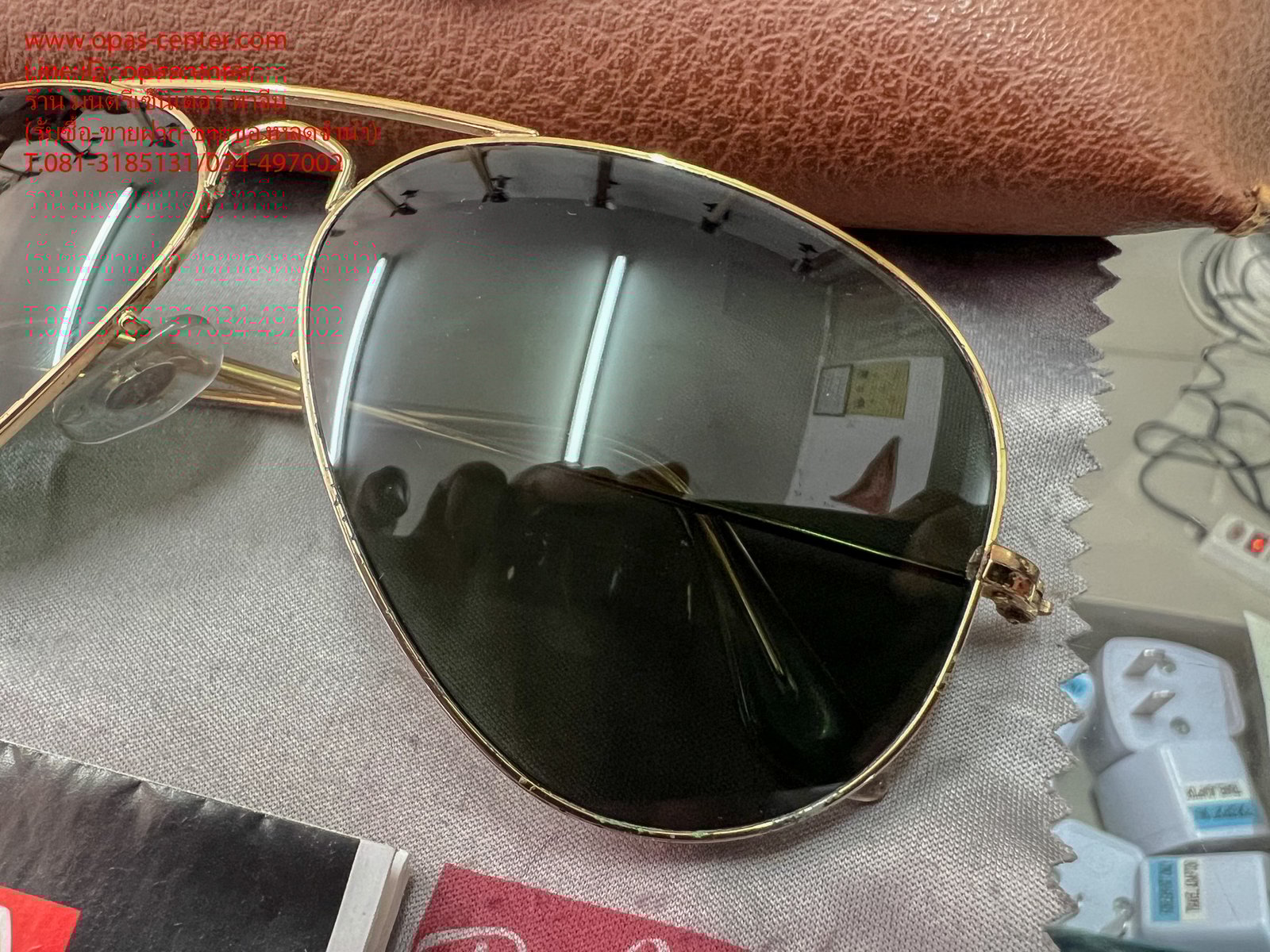 แว่นกันแดด Ray-Ban รุ่น RB3025 L0205 AVIATOR GOLD FRAME 58#14 มือสอง ของแท้ สภาพใหม่ มีกล่อง
