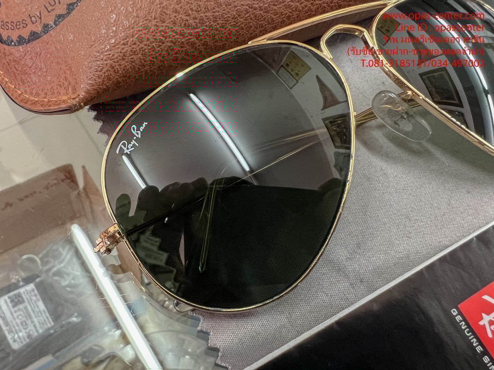แว่นกันแดด Ray-Ban รุ่น RB3025 L0205 AVIATOR GOLD FRAME 58#14 มือสอง ของแท้ สภาพใหม่ มีกล่อง