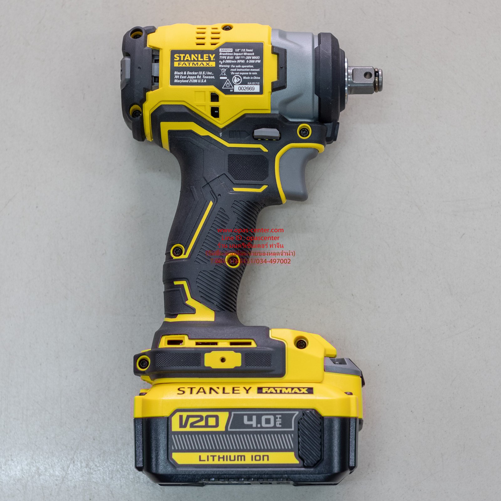 บล็อกกระแทกไร้สายไร้แปรงถ่าน 0.5นิ้ว พร้อมแบตเตอรี่ 4AH. STANLEY รุ่น SBW910M1K-B1 กำลัง 20 โวลต์ มือสอง สภาพเหมือนใหม่ บล็อกกระแทกไร้สายไร้แปรงถ่าน 0.5นิ้ว พร้อมแบตเตอรี่ 4AH. STANLEY รุ่น SBW910M1K-B1 กำลัง 20 โวลต์ มือสอง สภาพเหมือนใหม่