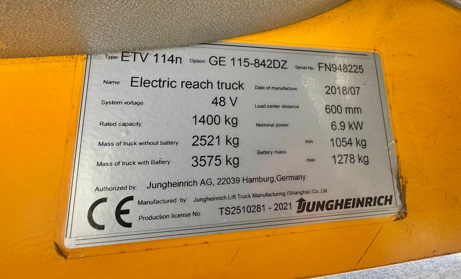 202 รถไฟฟ้านั่งขับข้าง Jungheinrich ETV114n GE115-842DZ