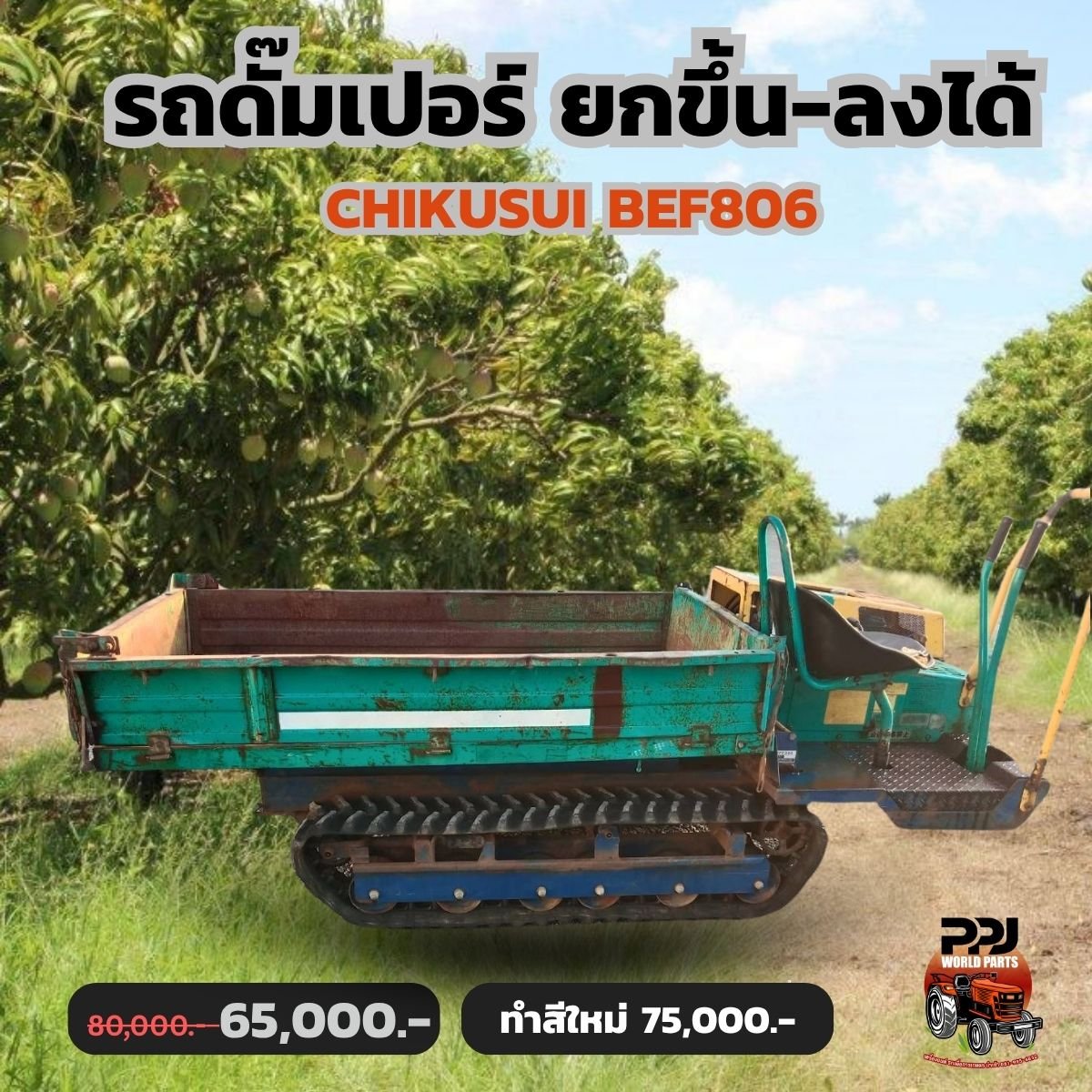 รถดั๊มเปอร์ ยกขึ้น-ลงได้ ตีนตะขาบแบบนั่งขับ CHIKUSUI BEF806
