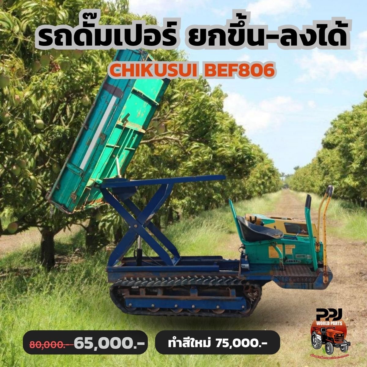 รถดั๊มเปอร์ ยกขึ้น-ลงได้ ตีนตะขาบแบบนั่งขับ CHIKUSUI BEF806