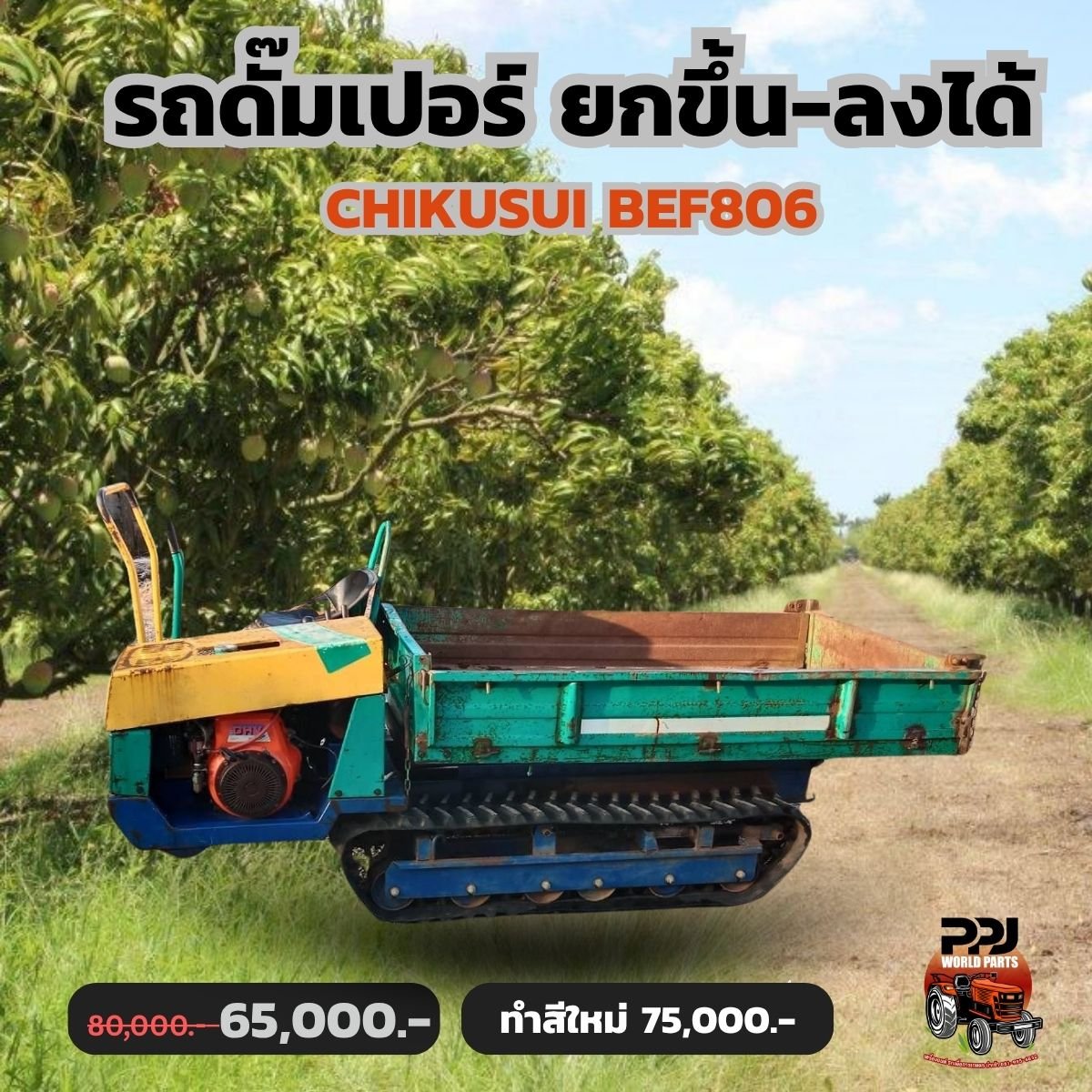 รถดั๊มเปอร์ ยกขึ้น-ลงได้ ตีนตะขาบแบบนั่งขับ CHIKUSUI BEF806