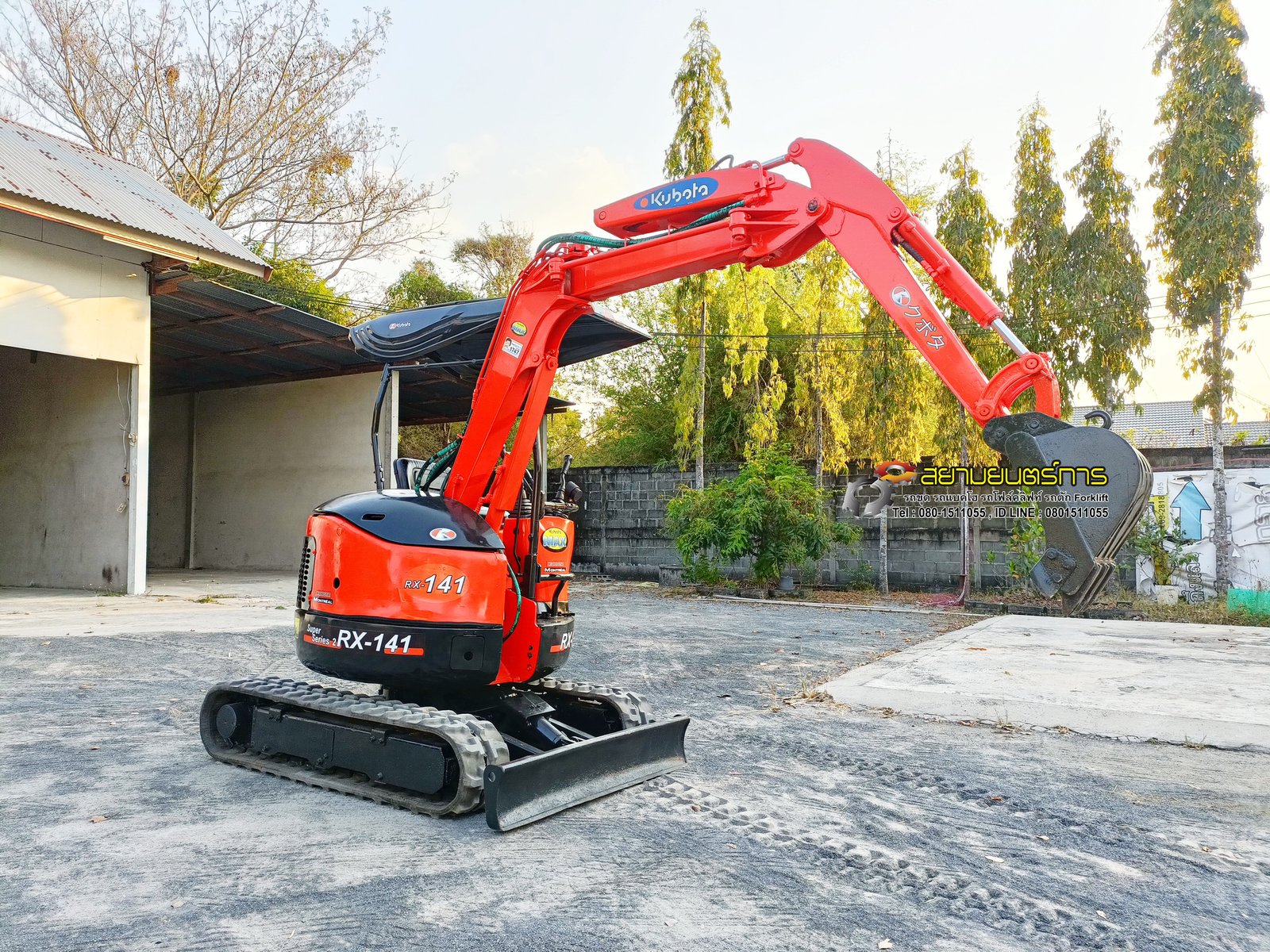 รถขุด แบคโฮ Kubota RX-141 ขนาด 1.4 ตัน PC14 คอนโทรลน้ำมัน แทรคยาง บูมอาร์มสไลด์