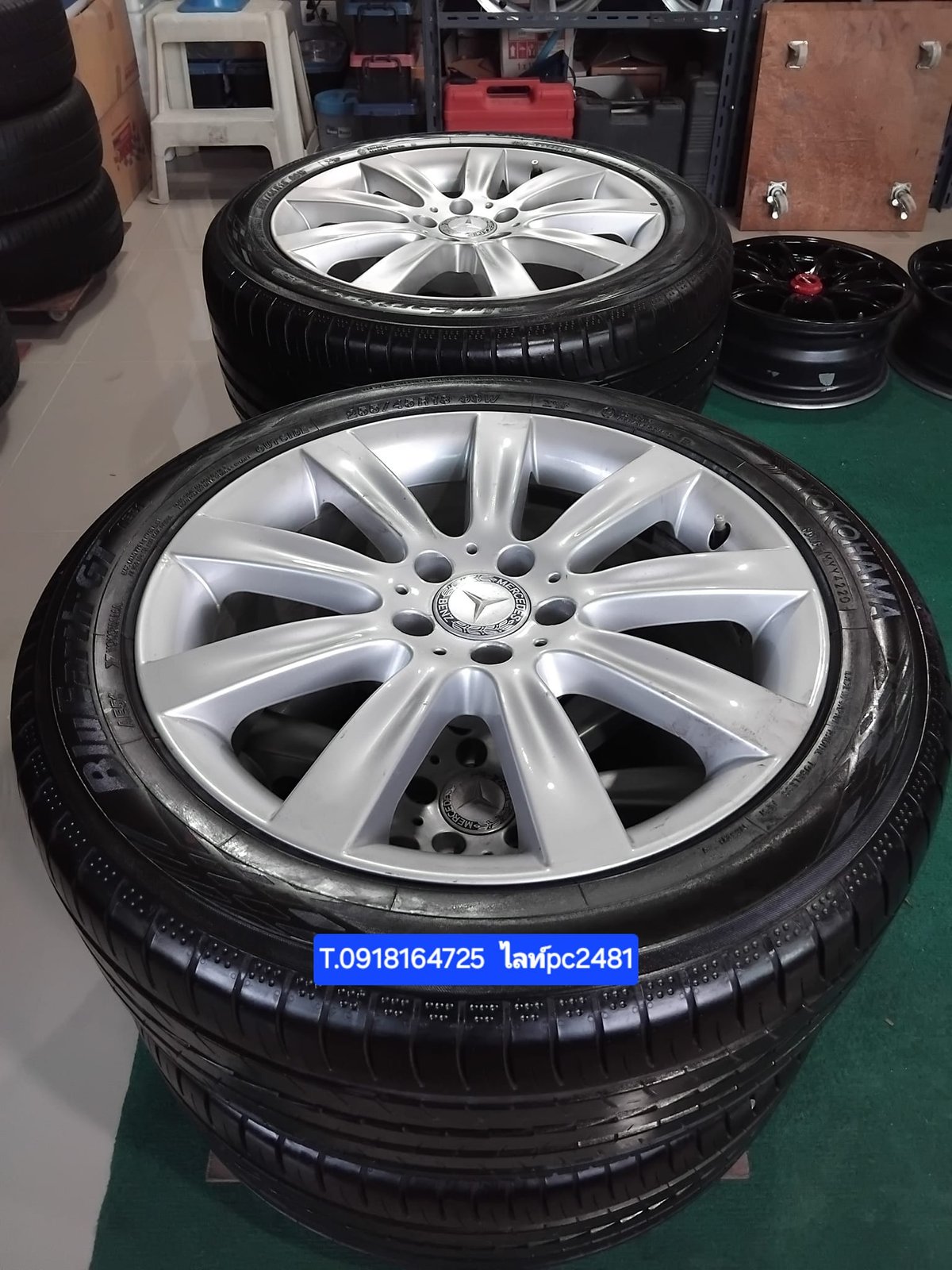 19,900 4วง ล้อBENZ 18นิ้ว แท้ Made in germany ยางดอกลึกสวยวิ่งน้อย Yokohama 255 45 18 ปี 20 กว้าง 8.5 ET43 ใส่ 5รู112 ไม่มีซ่อม สมบูรณ์สวย.