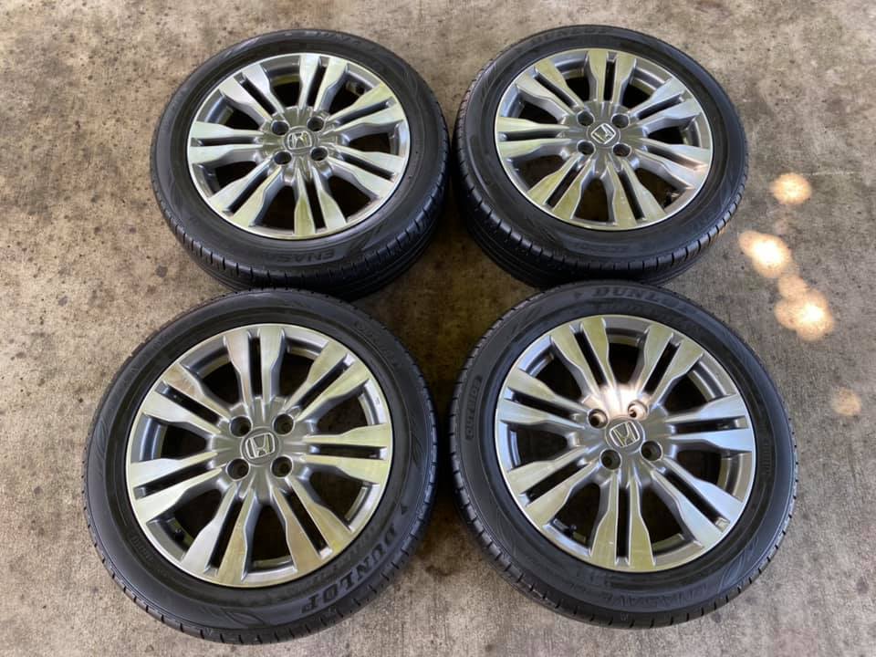 ล้อ HONDA City รุ่นท็อป ขอบ16 4รู100 สภาพใหม่ ไร้ร้อย พร้อมยาง DUNLOP 185/55-16 ปี17
