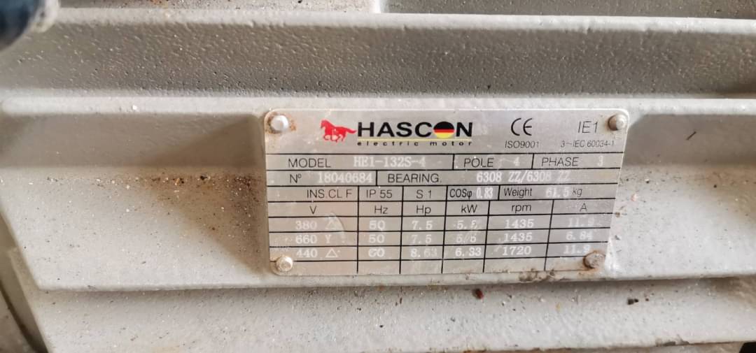 มอเตอร์ยี่ห้อ HASON ขนาด 7.5 แรงม้า