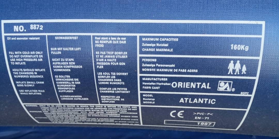 . เรือยางเป่าลมขนาดนั่งได้ 2.5 คน ยี่ห้อ ATLANTIC
