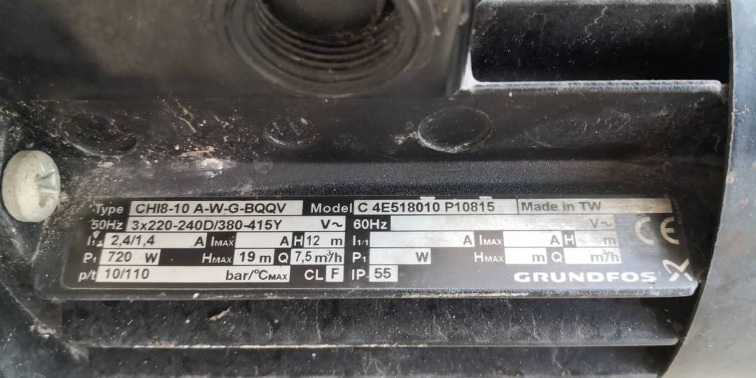 ปั็มน้ำยี่ห้อ GRUNDFOS ขนาด1แรงม้าท่อสวมเข้าออก 1.5นิ้ว