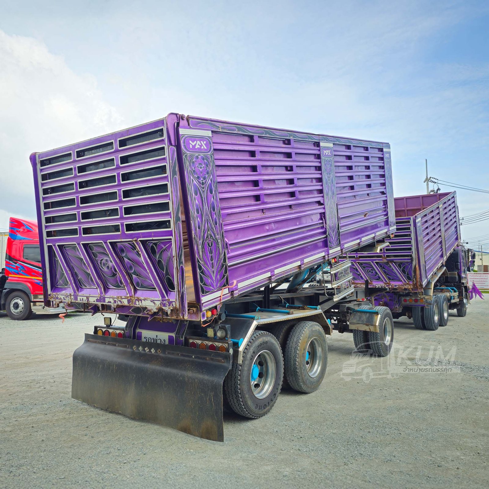 ผ่อน ลด ดอก พ่วงสีม่วงสวยมาก ISUZU FXZ 360 แรงม้า ปี 66 + หางดั้มพ์ สามเพลา ปี 66 (9107 9108)