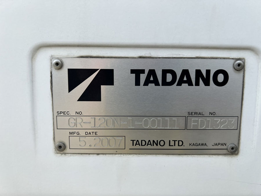 TADANO 12 TON GR120N-1 YEAR 2007 TADANO 12 TON GR120N-1 YEAR 2007