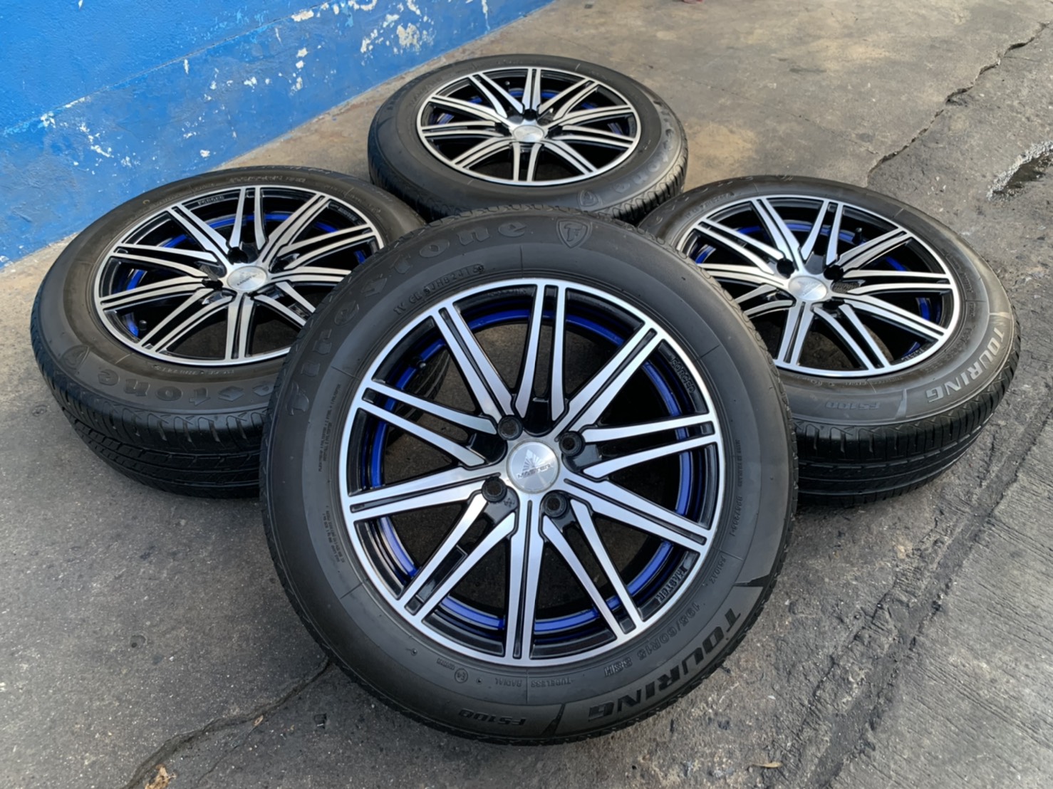 ล้อแม็ก 4รู100 MASTER FORCED ขอบ 15 แถมยาง 195-60-15 Firestone ปี 16 สภาพดี