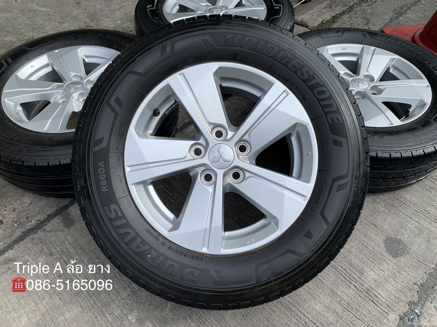 ล้อแม็ก 5รู114 Mitsu Triton รุ่นใหม่ล่าสุด ขอบ 16 พร้อมยาง 225-65-16 Bridgestone ปลายปี 19