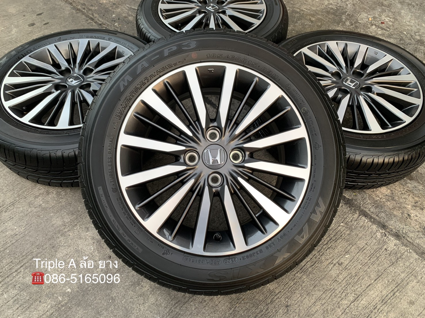 ล้อแม็กป้ายแดง Honda City รุ่นใหม่ล่าสุด ขอบ 15 ดำหน้าเงา พร้อมยางป้ายแดง 185-60-15 Maxxis ปี 20 ล้อแม็กป้ายแดง Honda City รุ่นใหม่ล่าสุด ขอบ 15 ดำหน้าเงา พร้อมยางป้ายแดง 185-60-15 Maxxis ปี 20
