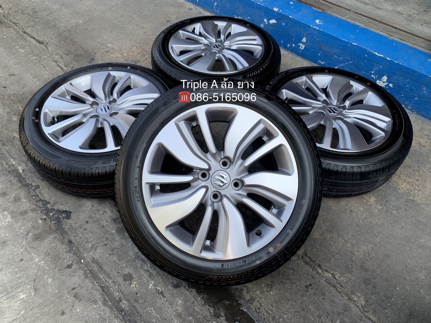 ล้อแม็กป้ายแดง Suzuki Swift รุ่นใหม่ล่าสุด ขอบ 16 สีเทาหน้าเงา พร้อมยางใหม่ป้ายแดง 185-55-16 Bridges