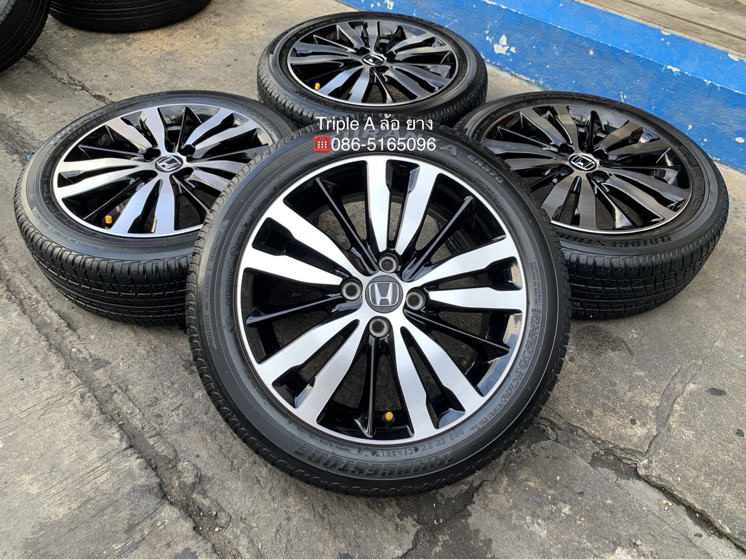 ล้อแม็ก Honda Jazz GK ตัวท็อป ขอบ 16 ดำหน้าเงา แถมยาง 185-55-16 Bridgestone ปลายปี 17
