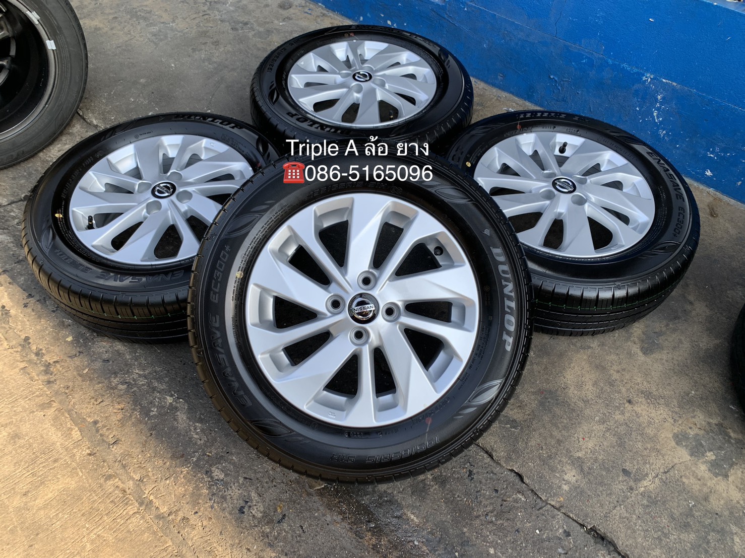 ล้อแม็กป้ายแดง Nissan Almera รุ่นใหม่ล่าสุด ขอบ 15 พร้อมยางใหม่ป้ายแดง 195-65-15 Dunlop ปลายปี 20 ให